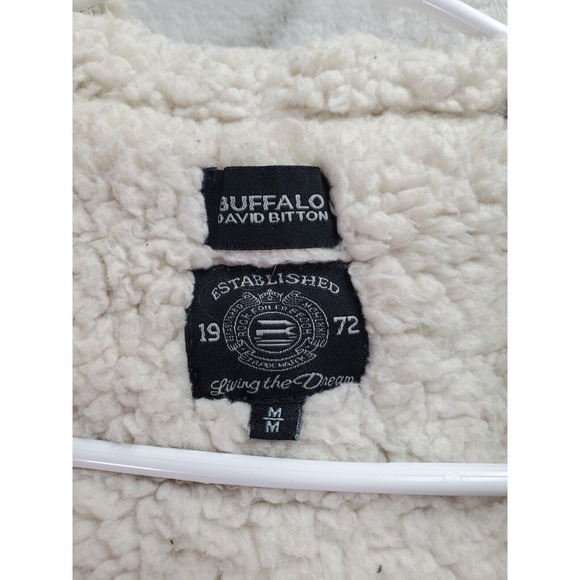 Buffalo by David Bitton Sweater Mens Medium Gray Sherpa Lined Hooded Full Zipper - Picture 11 of 13